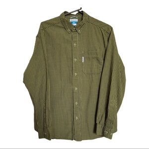 Columbia Men's Shirt Button Up Long Sleeve Pocket‎ Green Check Size Medium